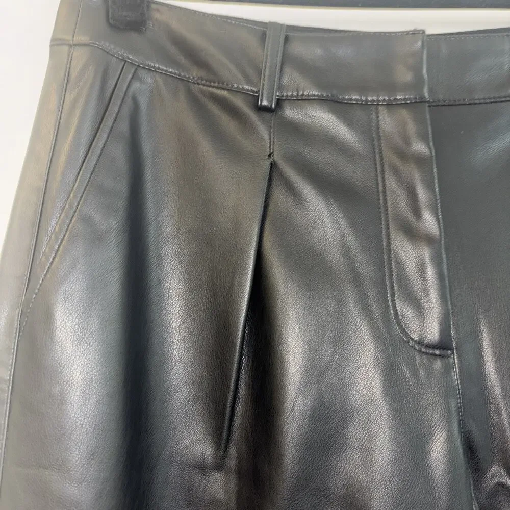 Calvin Faux Leather Pants Women’s Silver Sz 8‎ Black Goth Emo Cybercore Rock Eco